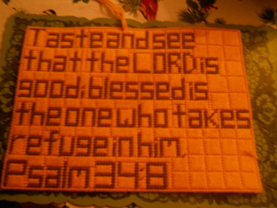 Needlepoint Wall Hanging:Psalm 34:8