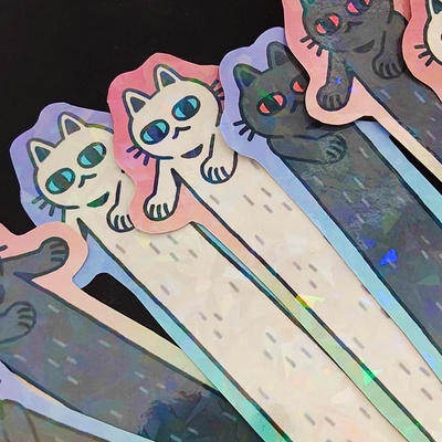 Long cat holo sticker 10"