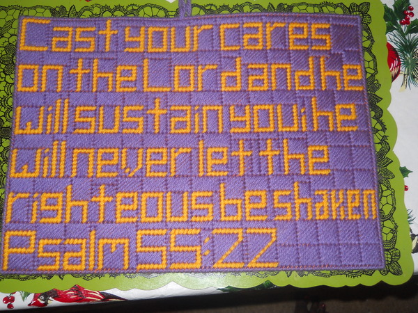 Needlepoint Wall Hanging:Psalm55:22