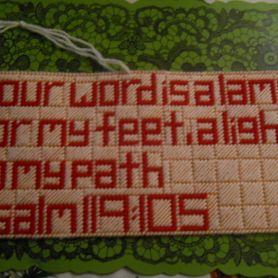 Needlepoint wall hanging:psalm119:105