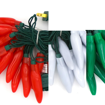 Cinoc de mayo  chili pepper string lights - led 50 lights - fiesta style - mixed colors - recreation old styles free ship - usa made