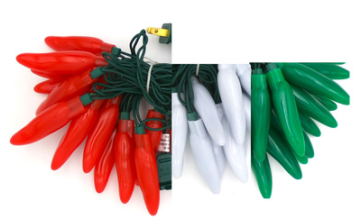 CINOC DE MAYO  Chili pepper string lights - LED 50 lights - Fiesta Style - mixed colors - recreation old styles FREE SHIP - USA MADE