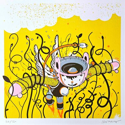 Square screen print by matías vigliano (parquerama) "classic electric angel"