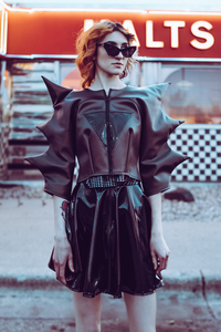 Intrigue Circle Skirt with Pockets - Shiny Black - Thumbnail 2
