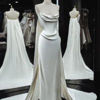 Strapless Satin Mermaid Wedding Dresses With Ruffles - Thumbnail 2
