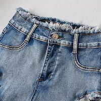 Rocker side cut-outs high-waisted denim shorts - Thumbnail 5