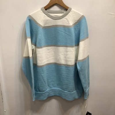 Side Slope white x blue striped sweater