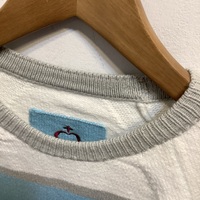 Side Slope white x blue striped sweater - Thumbnail 3