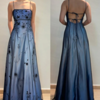 Romantic Blue Gradient Empire Backless Prom Dresses With Beading - Thumbnail 3