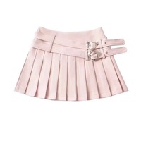 Heart-shaped buckles pleated skirt - Thumbnail 2