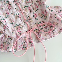 Floral pink peplum corset top - Thumbnail 3