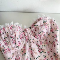 Floral pink peplum corset top - Thumbnail 2