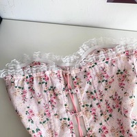 Floral pink peplum corset top - Thumbnail 4
