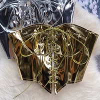 Metallic lace-up corsets top - Thumbnail 1