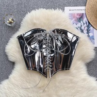Metallic lace-up corsets top - Thumbnail 3