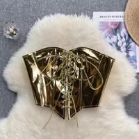 Metallic lace-up corsets top - Thumbnail 4
