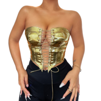 Metallic lace-up corsets top - Thumbnail 7