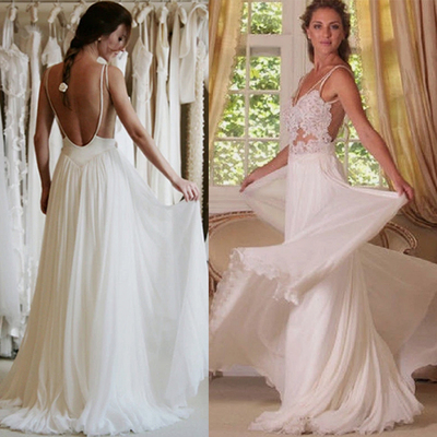 Beach wedding dresses backless 