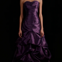 A Line Sweetheart Purple Taffeta Sleeveless Prom Dresses - Thumbnail 2