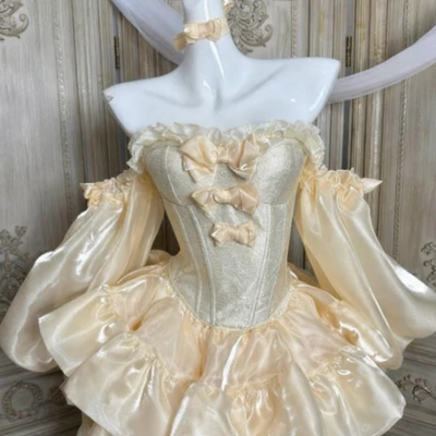 Sweet off shoulder two piece short prom dress homecoming dress 