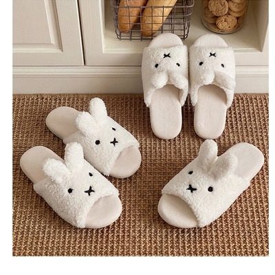 Bunny plush cotton slippers