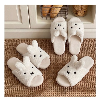 Bunny plush cotton slippers