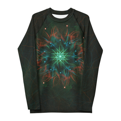 Neon starburst fractal men's rash guard