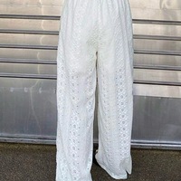Solid Color Embroidered Casual Pants - Thumbnail 2