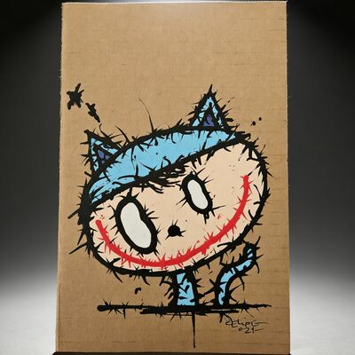 Painting by Celipe Perroloco "Blue Cat" 