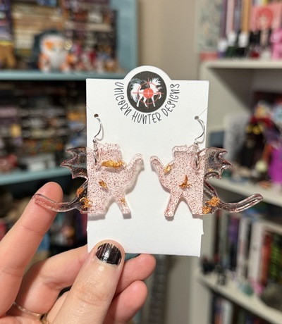 Bat-winged Cat earrings
