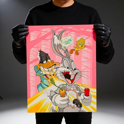 Oversize print by dhani barragan "rabbit seasoning" 