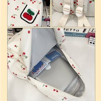 Cherry-patterned corduroy backpack - Thumbnail 7