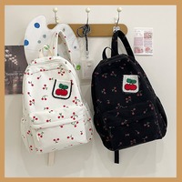 Cherry-patterned corduroy backpack - Thumbnail 2