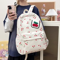 Cherry-patterned corduroy backpack - Thumbnail 6