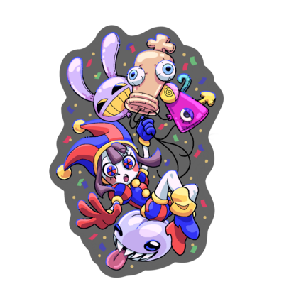 Amazing digital circus pixel balloons sticker