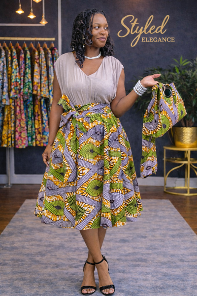 Green Skirt Set w/ Head wrap  & purse