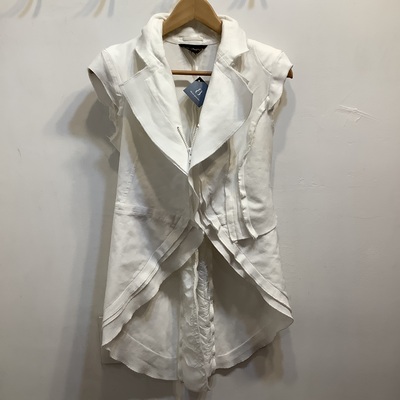 Comme des Garçons white boiled polyester sleeveless JKT 