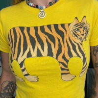 High Waist Tiger Print Yellow Tee - Thumbnail 2