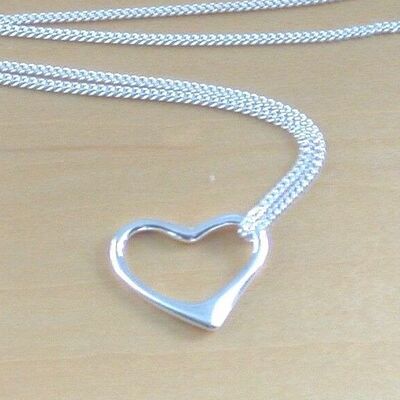 925 silver heart pendant & 18" sterling silver chain/heart jewellery/heart necklace/heart jewelry/ heart charm necklace/