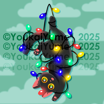 Tangled Xmas Cat Keychain