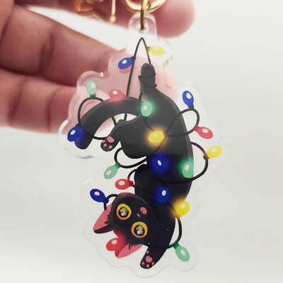 Tangled xmas cat keychain