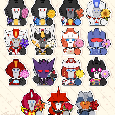 Transformers 'giving a flower' sticker