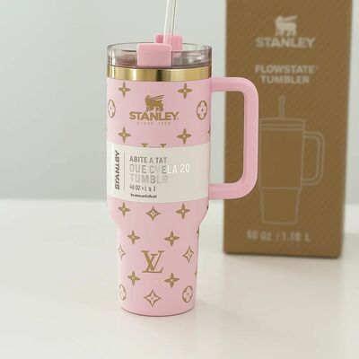 Summer handmade luxury insulated tumbler with handle - letter