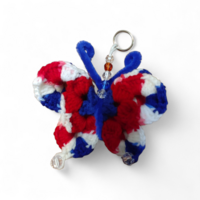 Crochet Butterfly Patriotic key chain - Thumbnail 3