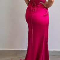 Beautiful Sheath High Slit Beaded Satin Prom Dresses - Thumbnail 2