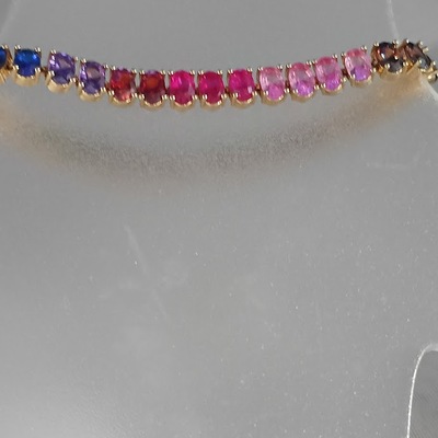 Vintage cubic zirconia rainbow gemstone bracelet  size 7.5