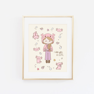 Lottie and her axolotl friend print