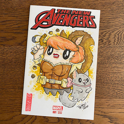 Hand drawn tiny ghost sketch cover comic - squirrel-themed chick