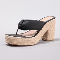 Hemp Rope Wedge Platform Sandals - Thumbnail 3