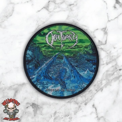 Obituary round woven patches